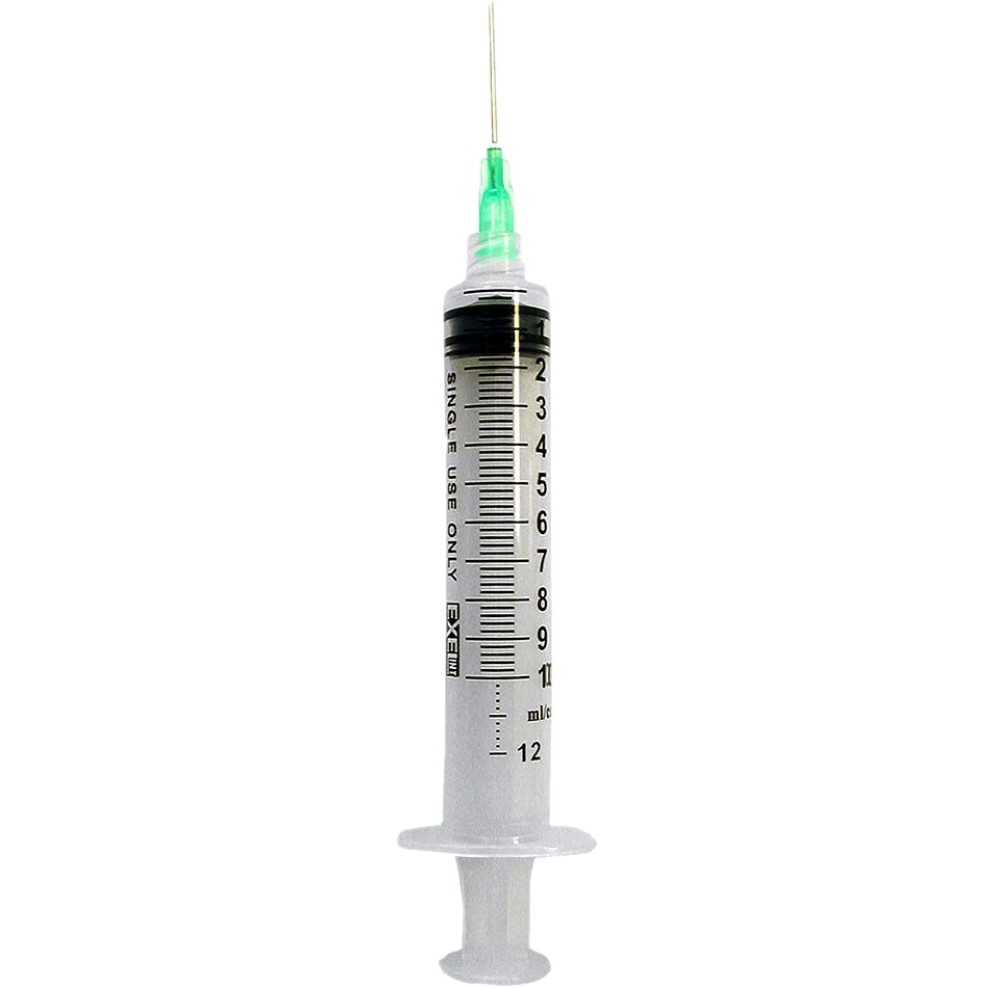 Syringe Hypodermic with Needle ExelInt® 10-12 mL 21G x 1 Inch Luer Lock Tip Latex Free Sterile (100/BX 8BX/CS) by Exel Corporation  ID 26252